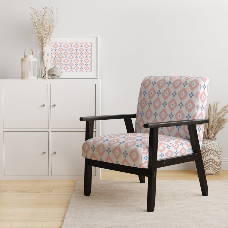 Fauteuil d'appoint rembourré à motif géométrique Blue Flowers
