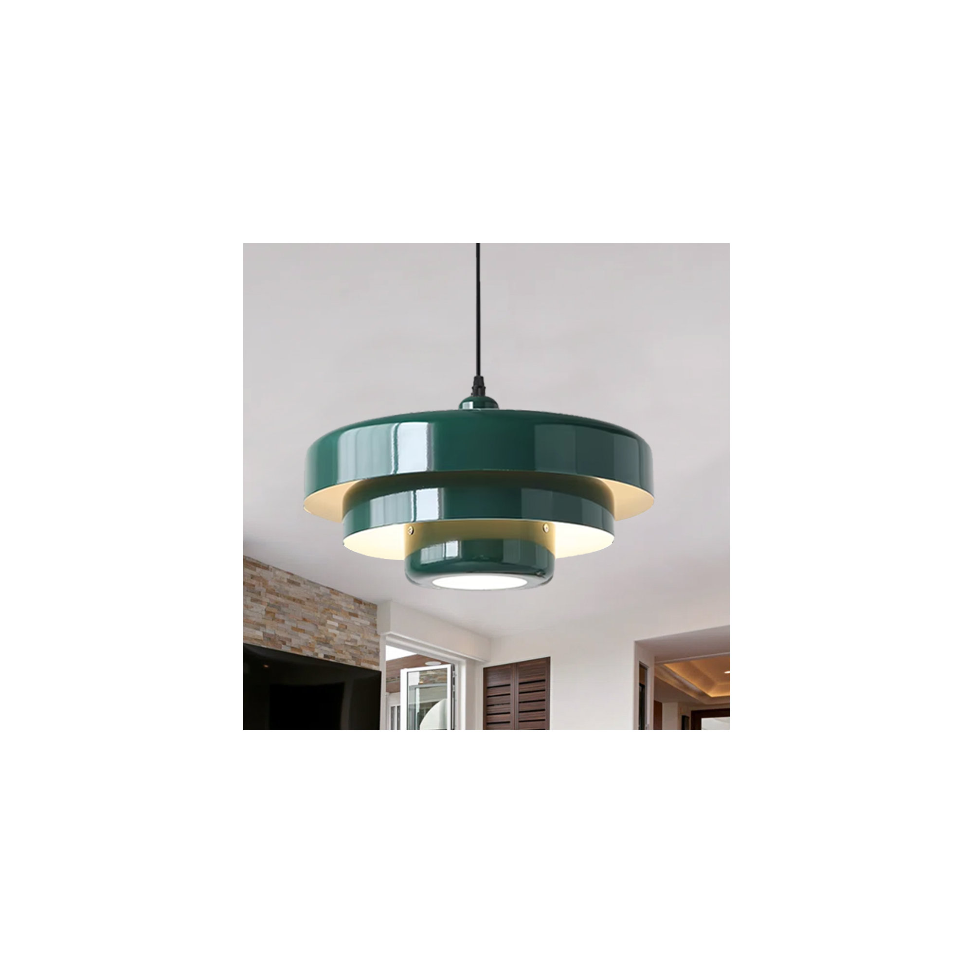 Epone 0 Light Iron Pendant, Dark Green