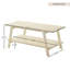 Table basse avec tablette en bois moderne au fini blanc cassé