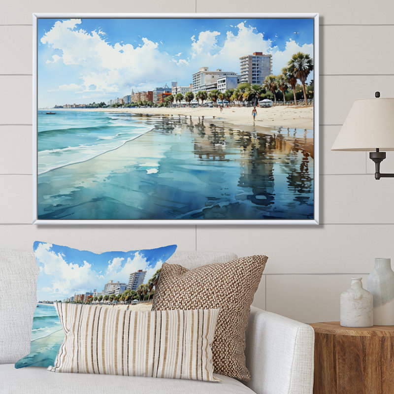" Myrtle Beach South III ", H 30 po x l 40 po x P 1,5 po, Cadre flottant blanc