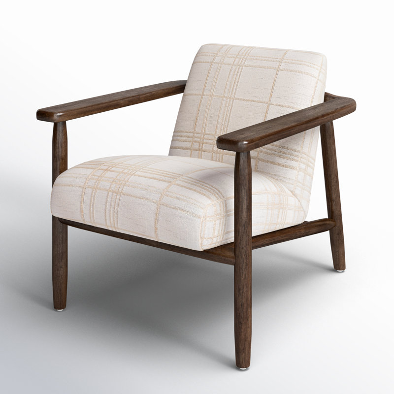  Fritz Upholstered Armchair, Sheffield Ivory Grid Print
