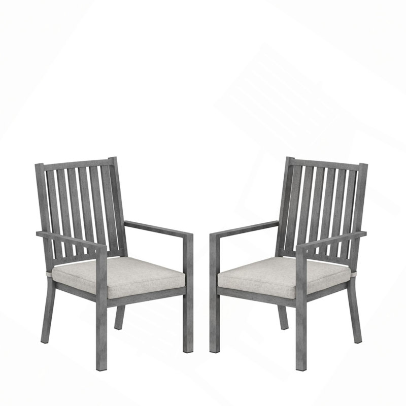 Ensemble de 2 chaises de patio en aluminium toutes saisons de 23 po avec coussins et structure épais, 2
