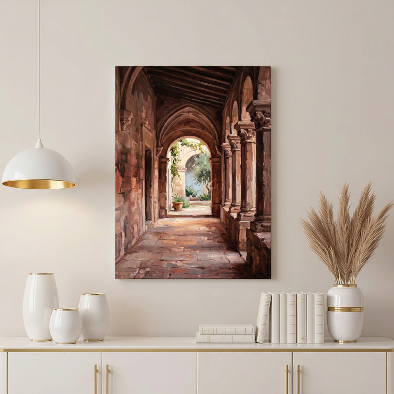 «Gallery Wrap», art mural sur toile pour le salon, la chambre à coucher, le bureau ou le vestibule - décoration murale décorative avec arche en pierre