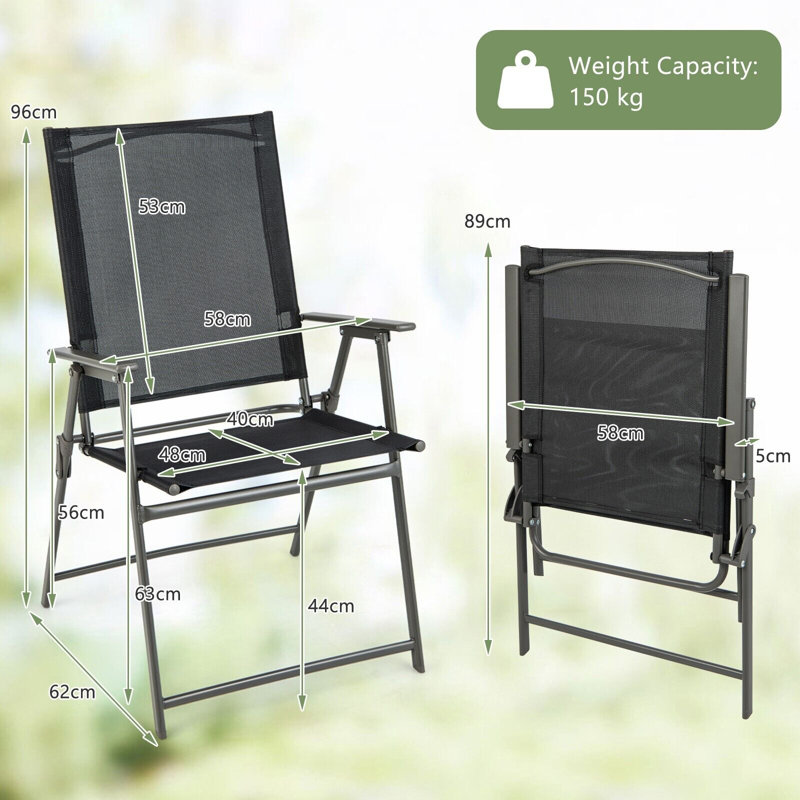 Burnestine Fabric Camping / Beach Folding Chair Folding Chair Set, Black