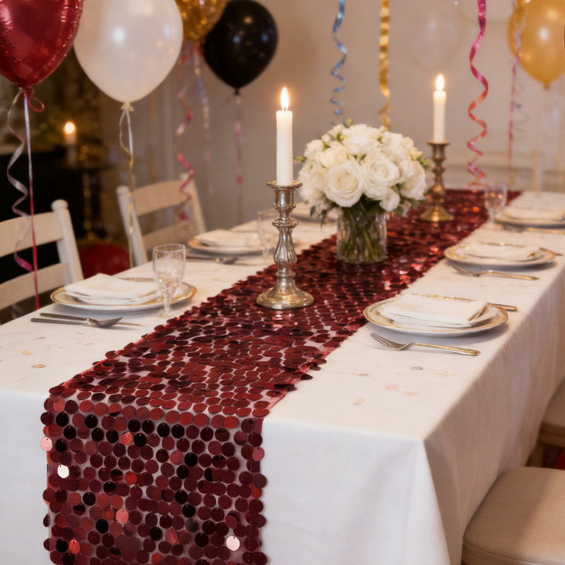 Chemin de table Sequin, Rouge vin