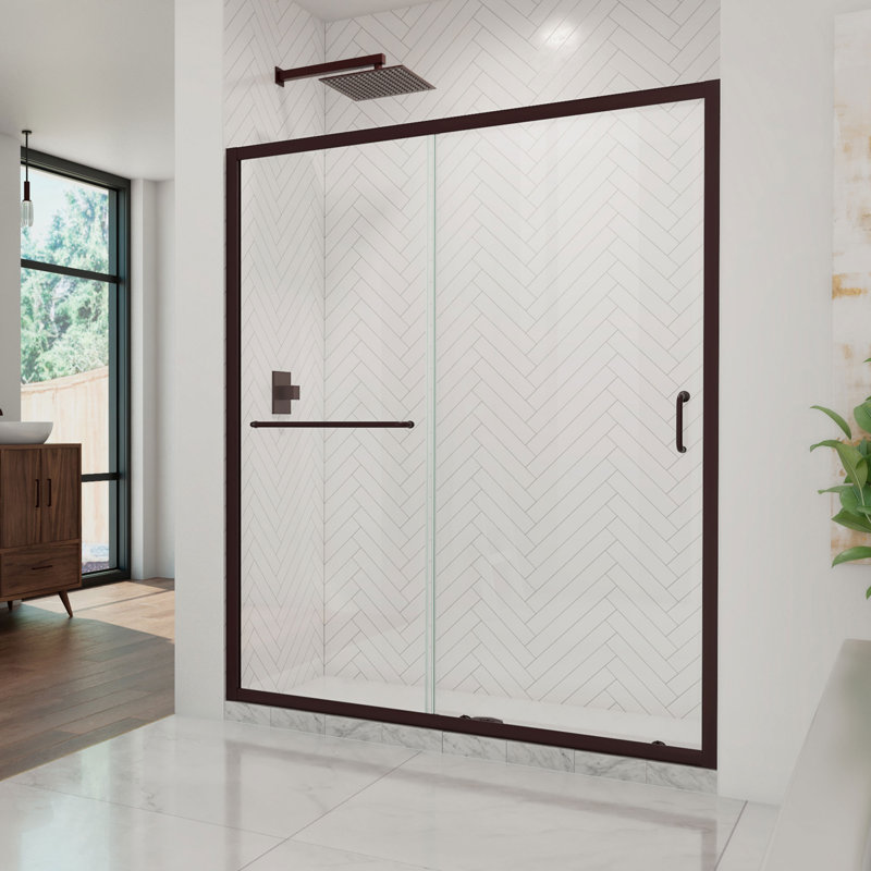 Infinity-Z 44-48" W x 72" H Single Sliding Semi-Frameless Shower Door, Clear, Oil Rubbed Bronze, 54"