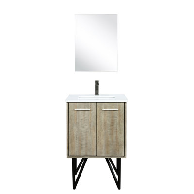 Meuble-lavabo rustique en marbre de culture, robinet, 18 po Miroir - meuble-lavabo en bois avec fonction Scratch and Stain Advantage