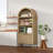 71" Tall  Arched Bookcase with Fluted Doors and Open Shelf-390482657
