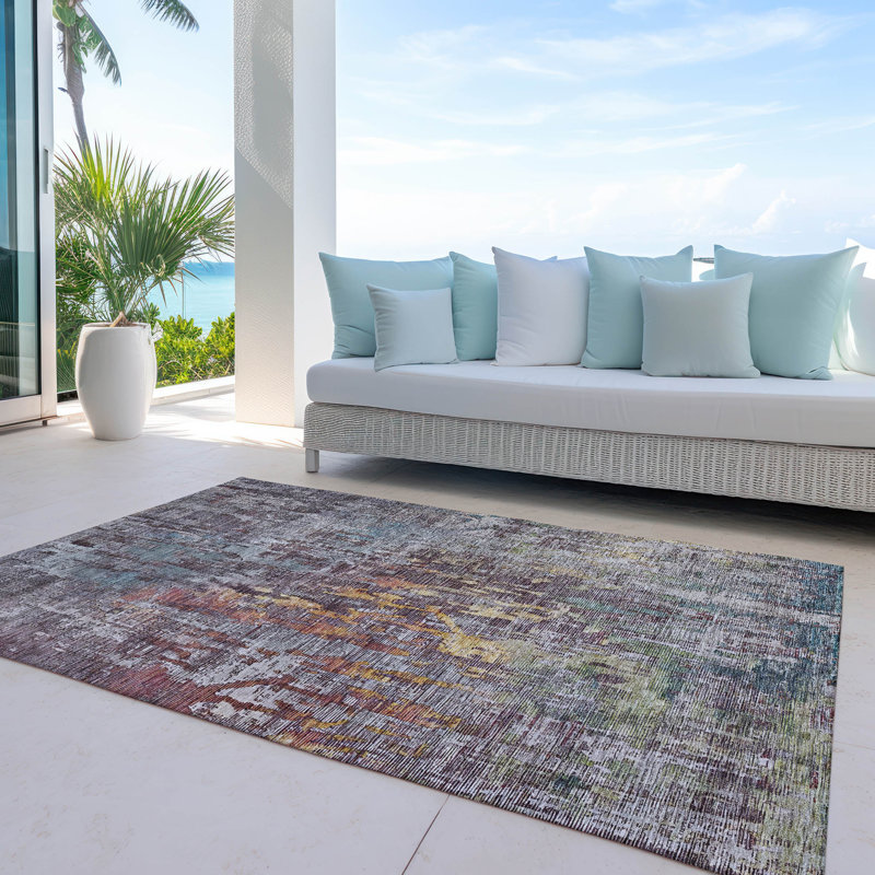 Tapis intérieur / extérieur gris Lunisse, 9 pi x 12 pi