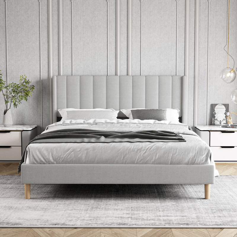 Upholstered Wingback Bed, Queen, White
