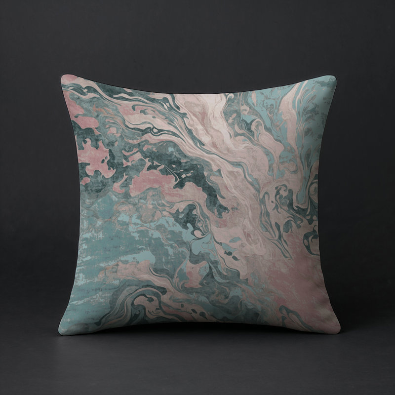 Coussin décoratif intérieur et extérieur Modern, Vert abstrait, Carré 18 po
