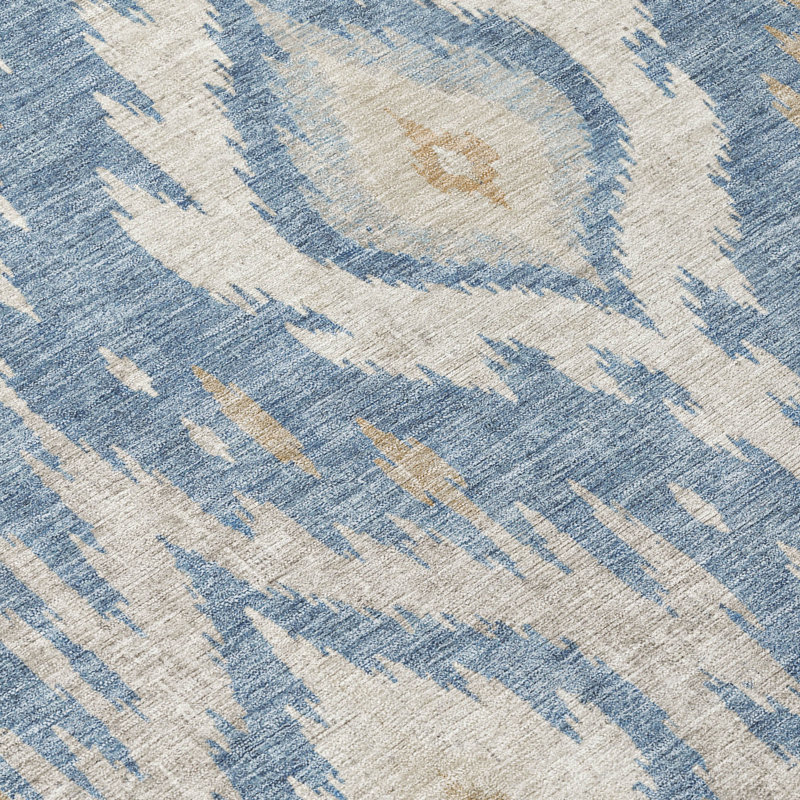 Tapis Chantille ACN3073 Ikat lavable à la machine pour intérieur/extérieur, En jean, 1'8" x 2'6"