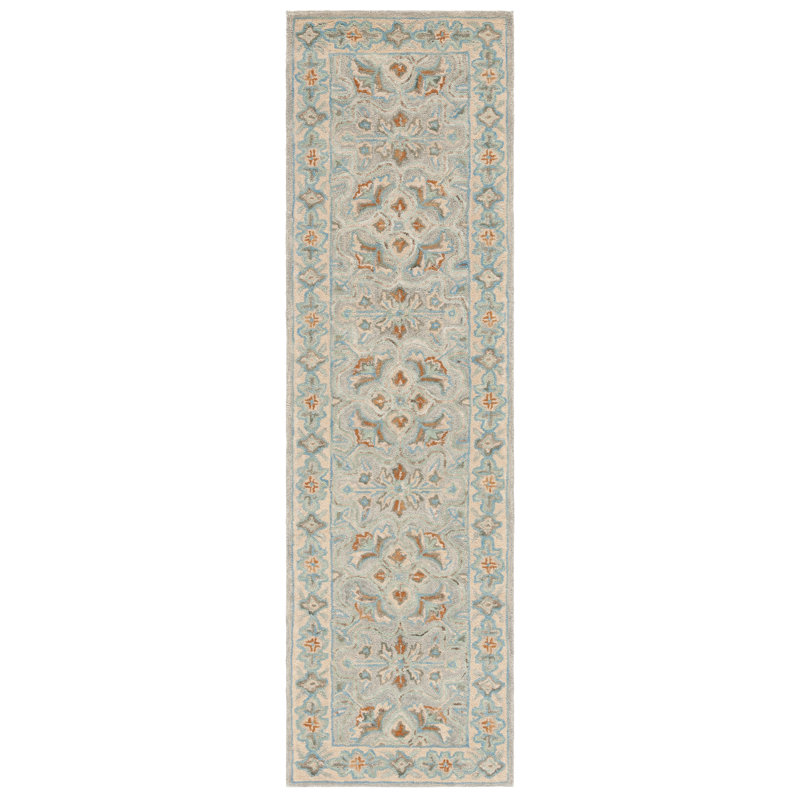 Tapis oriental en laine et coton touffeté à la main Mckinnleigh, Tapis de couloir 2 pi 3 po x 7 po