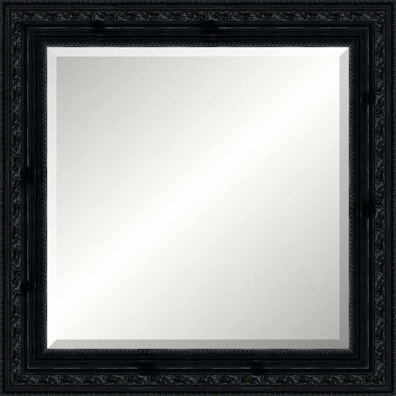 Glossy Black Gallery Mirror, Small Square