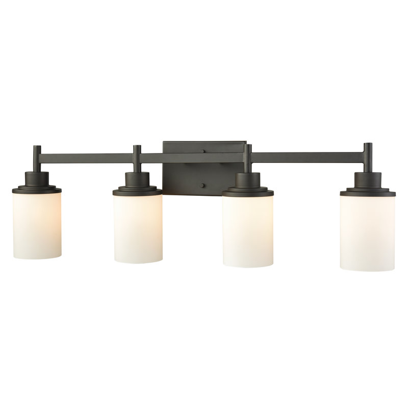 Éclairage pour salle de bain 4 lumières Belmar 31 po - Nickel brossé, H 9 po x l 31 po x P 6 po, Quatre lumières, Nickel