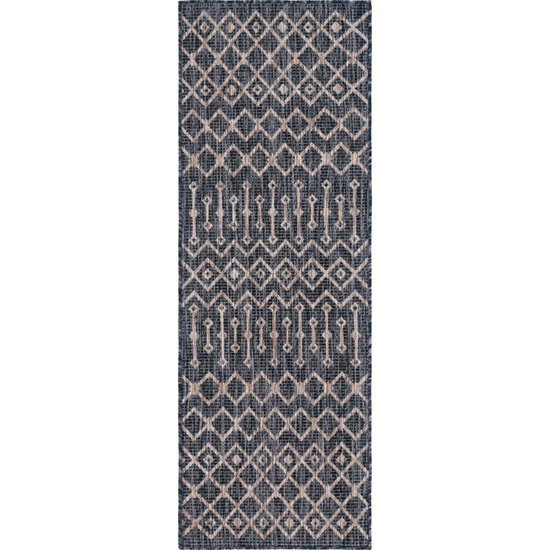 Tapis intérieur / extérieur gris anthracite Leyla, Tapis de couloir 2 pi x 6 pi 1 po