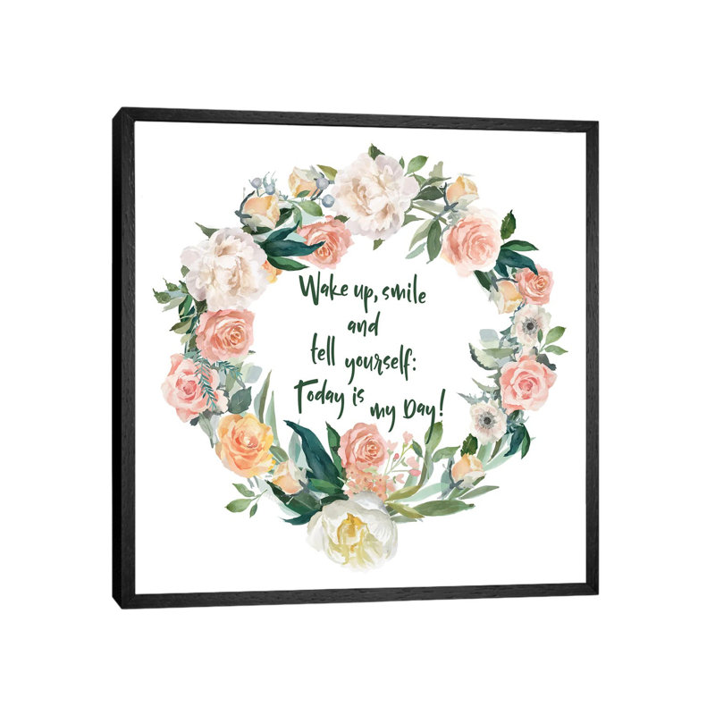 Wake Up And Smile by Show Me Mars - Floater Frame Gallery-Wrapped Canvas Giclée on Canvas, 45.72 cm H x 45.72 cm W, Black