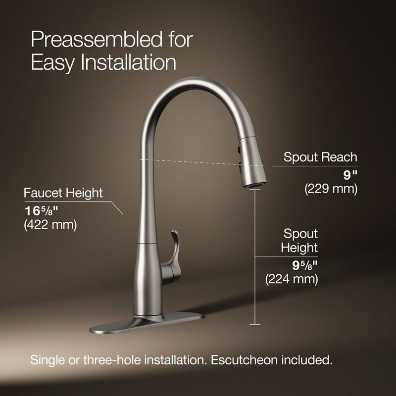 Simplice Pull Down Single Handle Kitchen Faucet, Vibrant Stainless