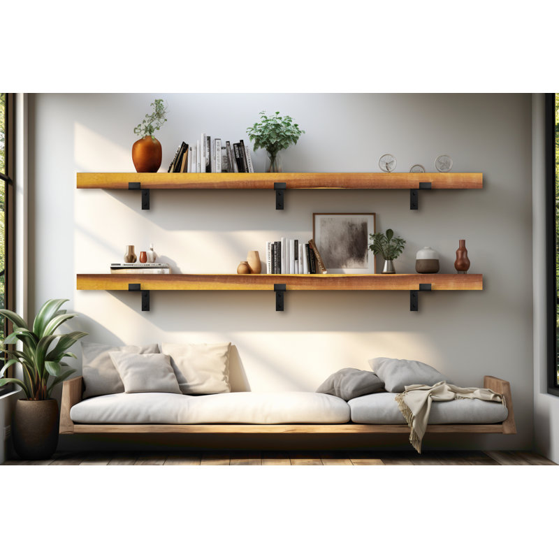 Emerald Lee 2 Piece Poplar Bracket Shelf, 2" H x 72" W x 4.5" D