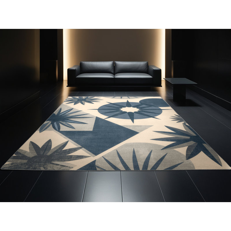 Tapis gris moelleux et doux de style Mid-Century moderne à motif géométrique Elbridge, 2 x 5