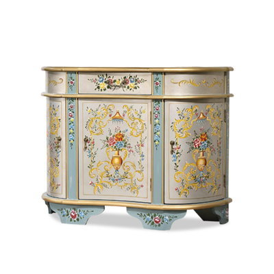 Silver Solid + Manufactured Wood Half-circle Console Table