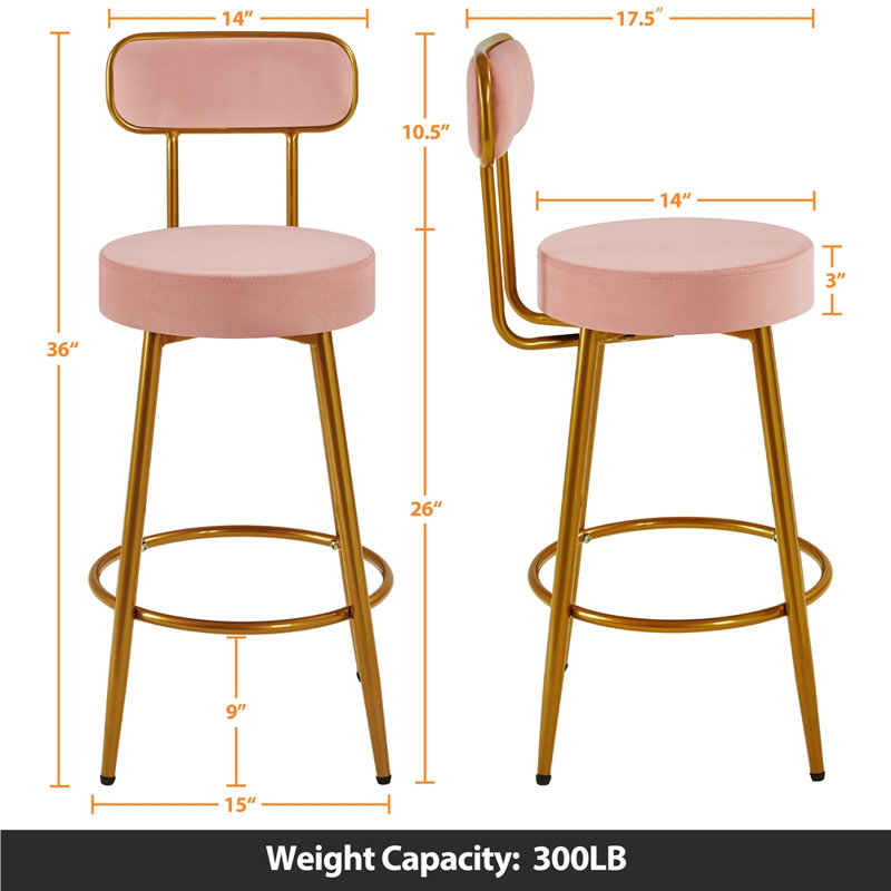 Tabouret de comptoir 26 po Lovette, Rose