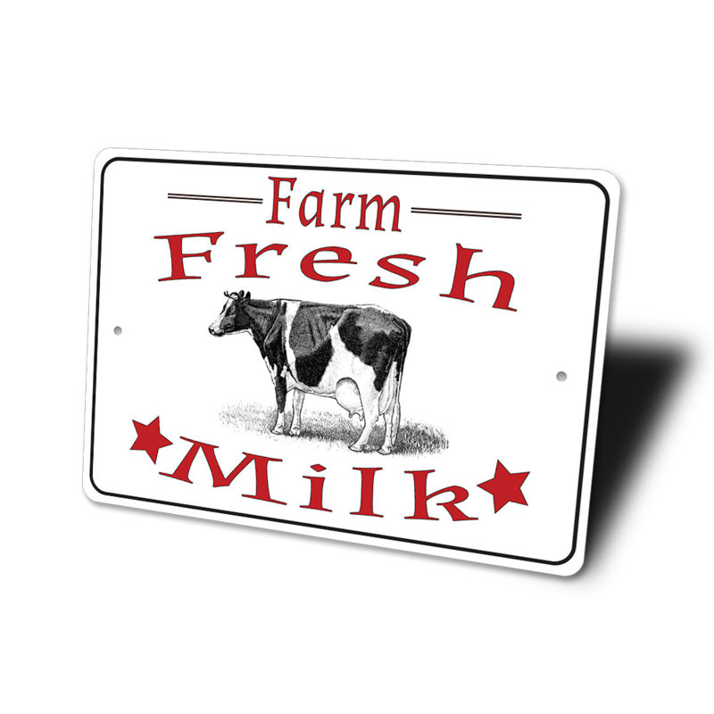 Plaque en aluminium Fresh Milk, H 12 po x l 18 po x P 0,06 po