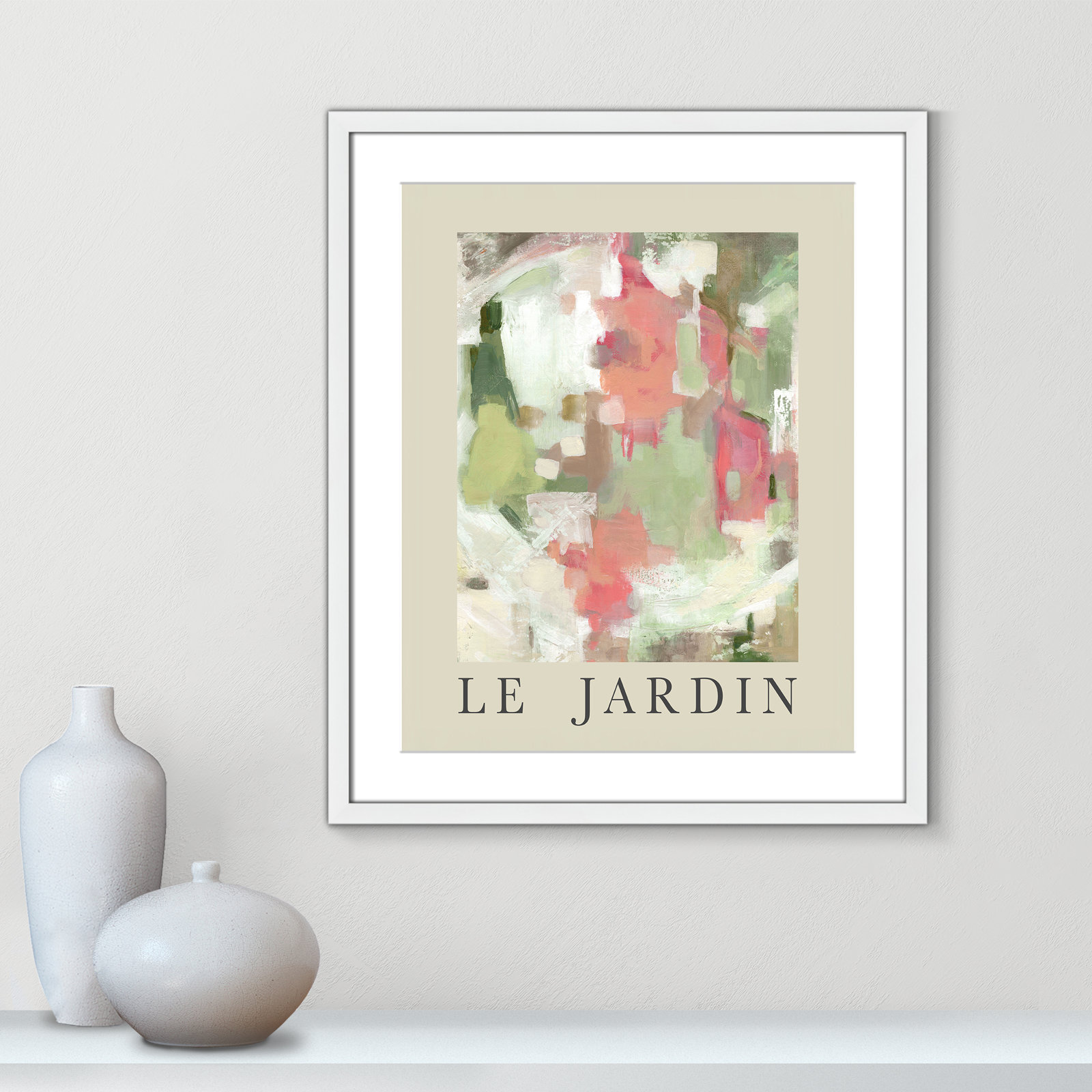 Riya "Le Jardin" Print by Carol Robinson, White Single Picture Frame, Yes, 25.5" H x 21.5" W x 1.25" D
