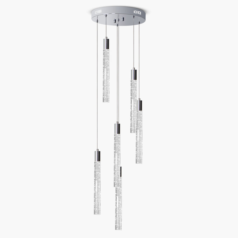 Luminaire suspendu en cristal Eliandra, Chrome chrome, Six lumières