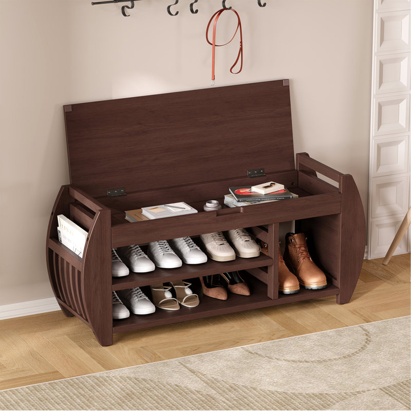 Upholstered Storage Bench, Espresso, 18.28" H x 42" W x 13" D