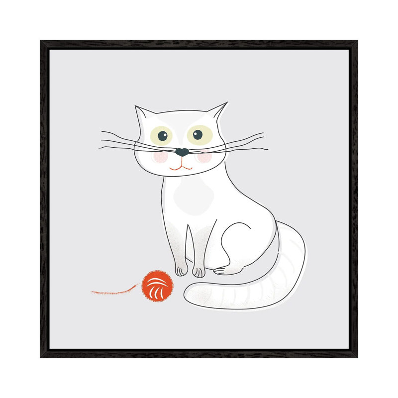 White Cat by Show Me Mars - Gallery-Wrapped Canvas Giclée on Canvas, Black Framed, 93.98 cm H x 93.98 cm W