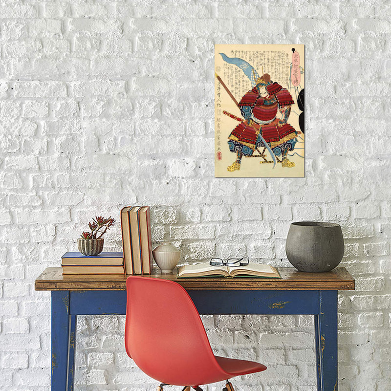 Samurai With Naginata - Painting on Canvas, 101.6 cm H x 66.04 cm W x 1.91 cm D, No Frame