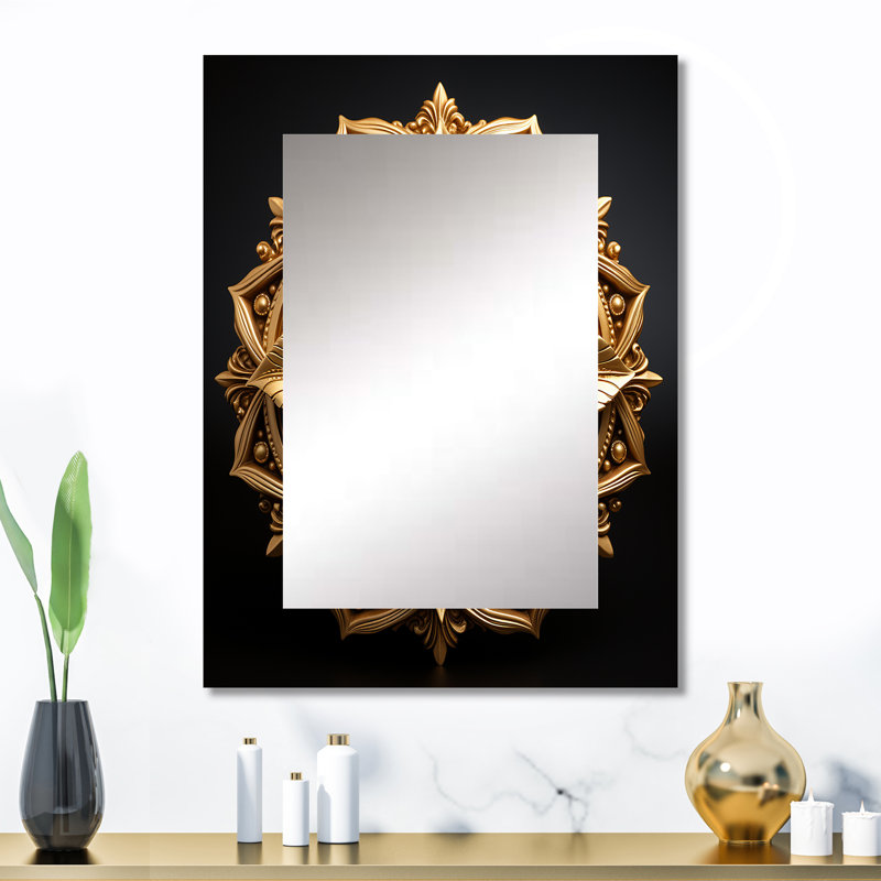 Gilded Circles Mandala in Gold II - Boho Mandala Unique Wall Mirror, Traditional Mirror, Printed Metal Art, 32" x 24"
