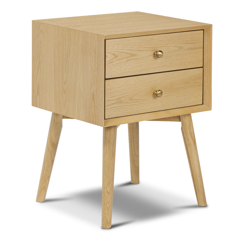Dorsey Nightstand with Solid Wood Base, Oak