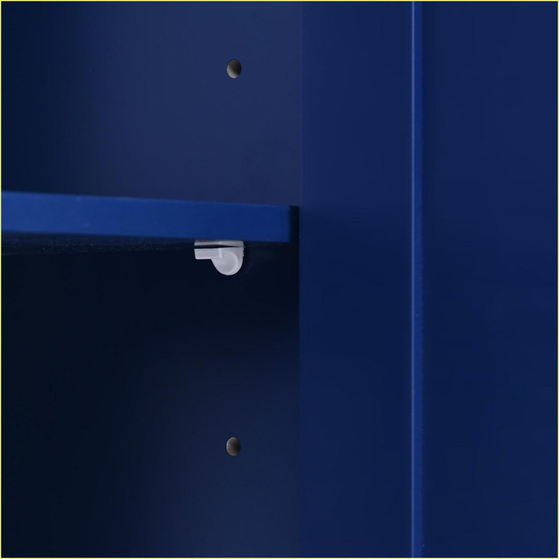 Kitchen Island Cart with Rubber Wood Top, 8 Drawers &amp; Flatware Organizer | Navy Blue | MDF, Blue