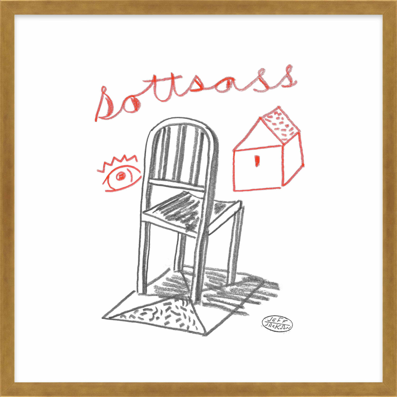 Chairs Sottsass by Jeff Jackson, Gold Single Picture Framed Paper, 16" W x 16" H