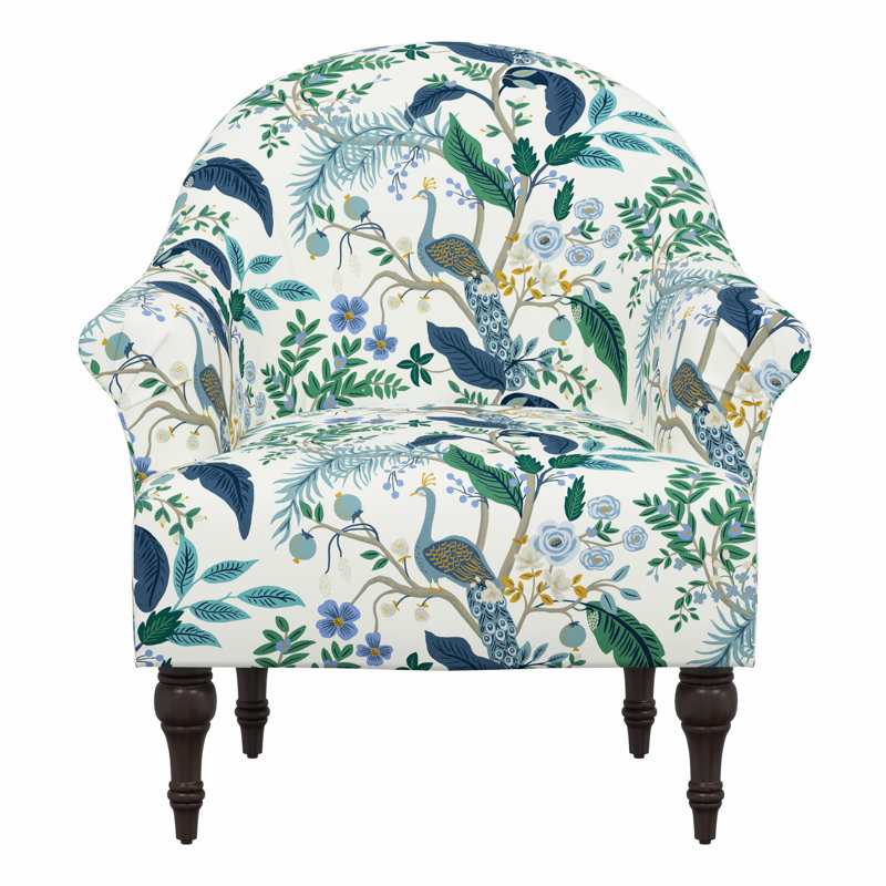 Josephine Chair, Rpc Peacock Blue & White Linen