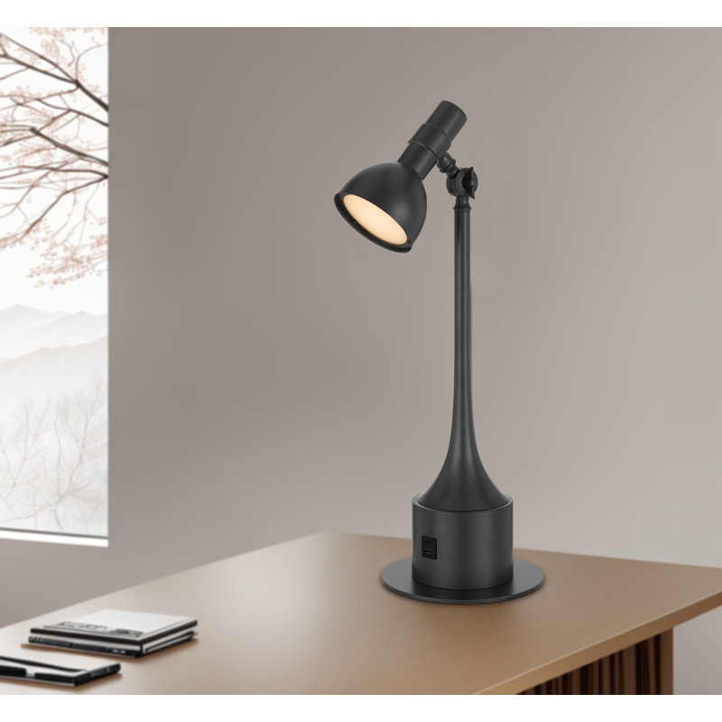 Lampe de bureau avec ports USB et USB-C, 58 cm de hauteur, gris anthracite, éclairage DEL à intensité variable