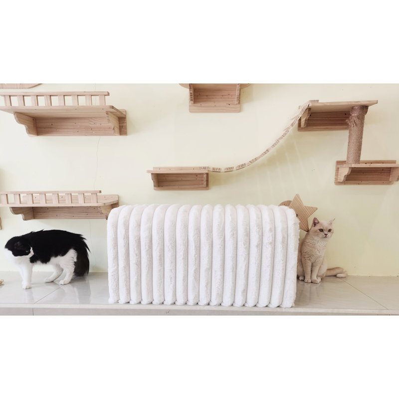 Banc en velours côtelé pour animaux avec rangement - cachette pour chats dans le vestibule, la chambre à coucher et le salon