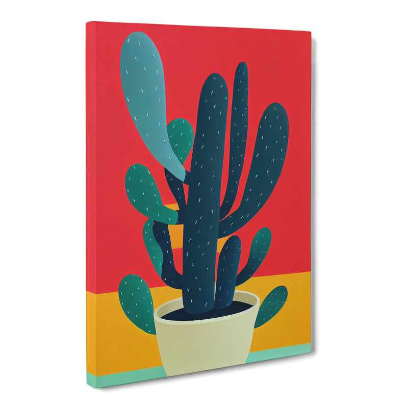 Cactus Cacti Block Colour - Wrapped Canvas, 76cm H x 50cm W x 3cm D