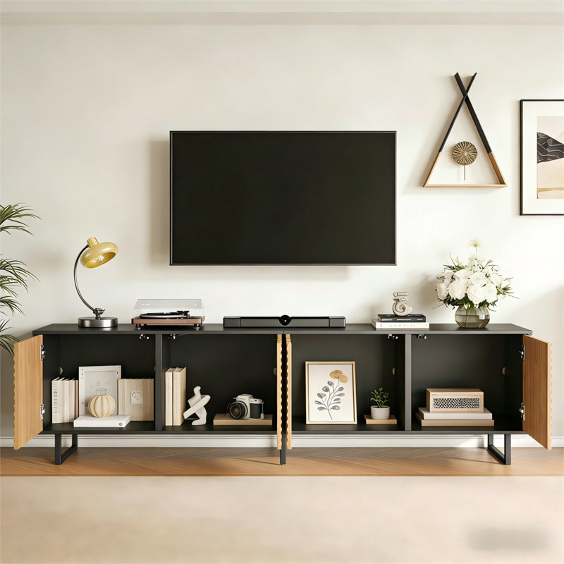 Unfinished TV Stand for TVs up to 75" with Fireplace Included