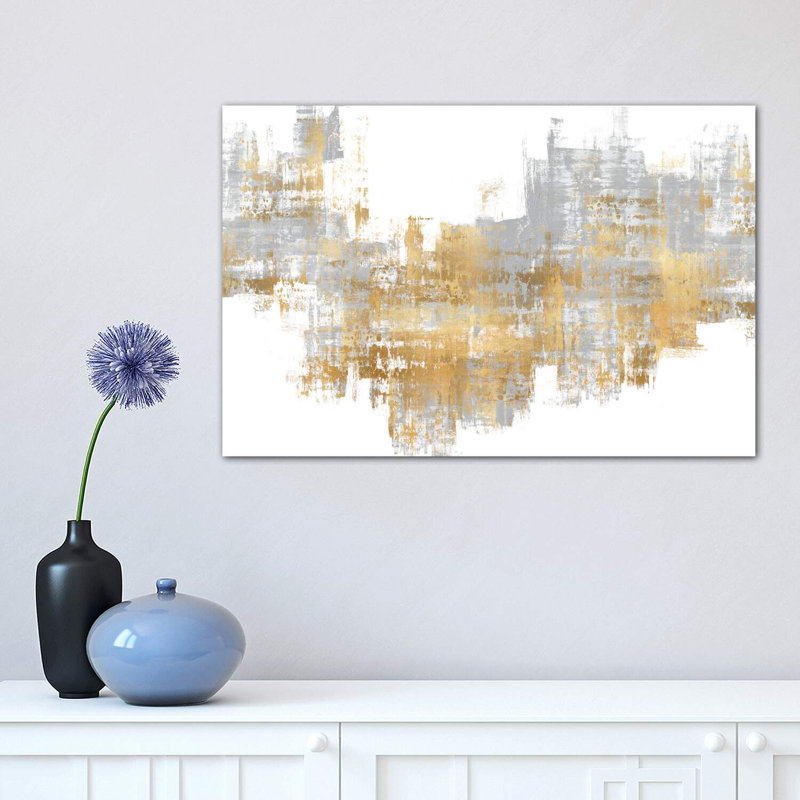 Dynamic Gold On Grey II by Alex Wise - Wrapped Canvas Print, 30.48 cm H x 45.72 cm W