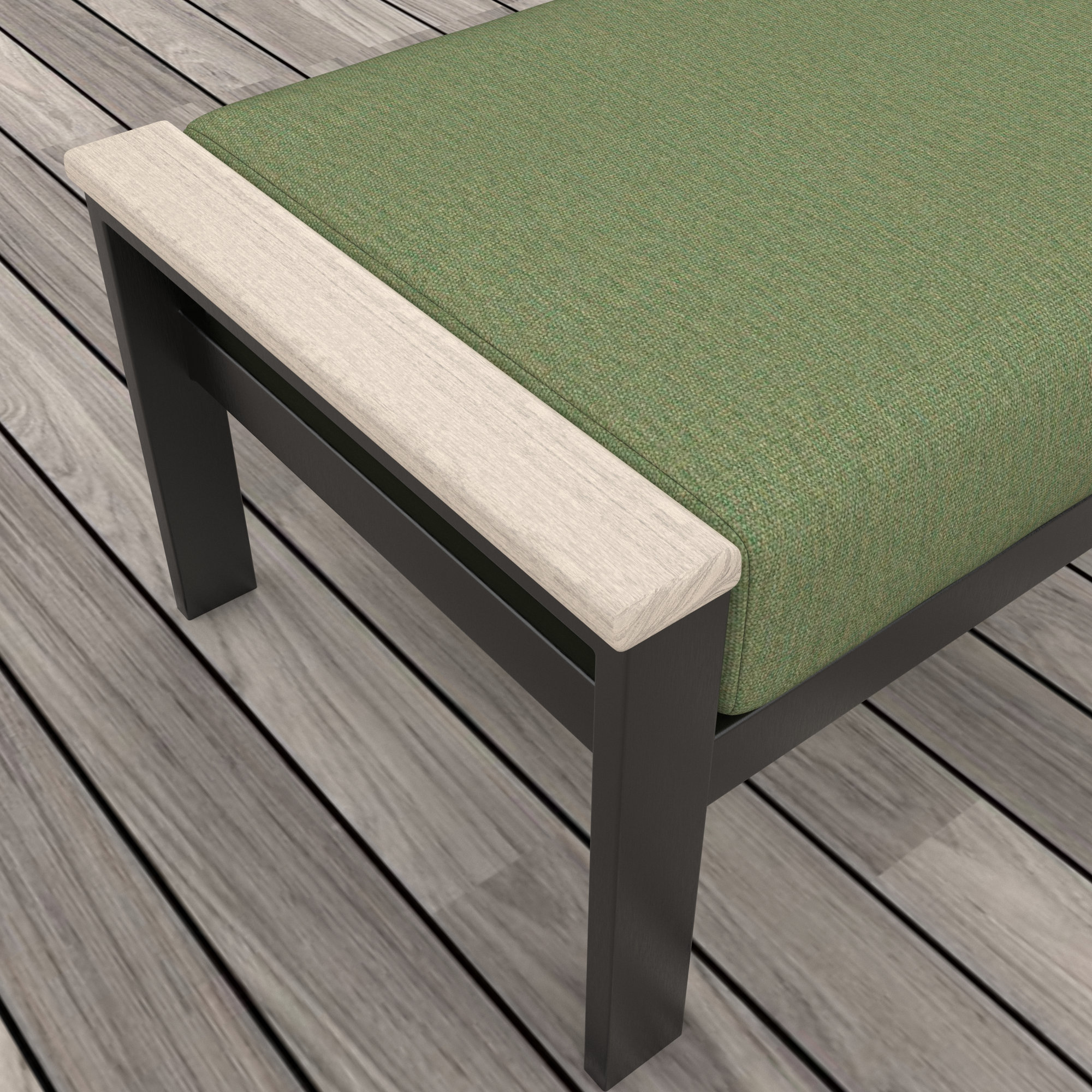 Townsend Outdoor Ottoman with Sunbrella® Cushion, Canvas Fern