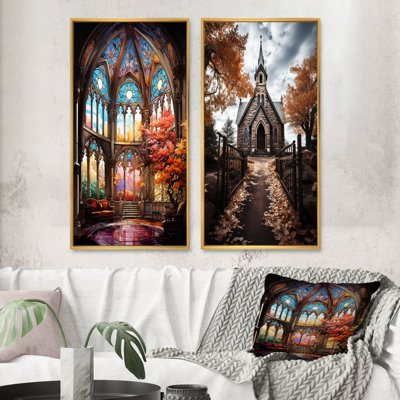 «Vitrail d'église», 2 pièces sur toile