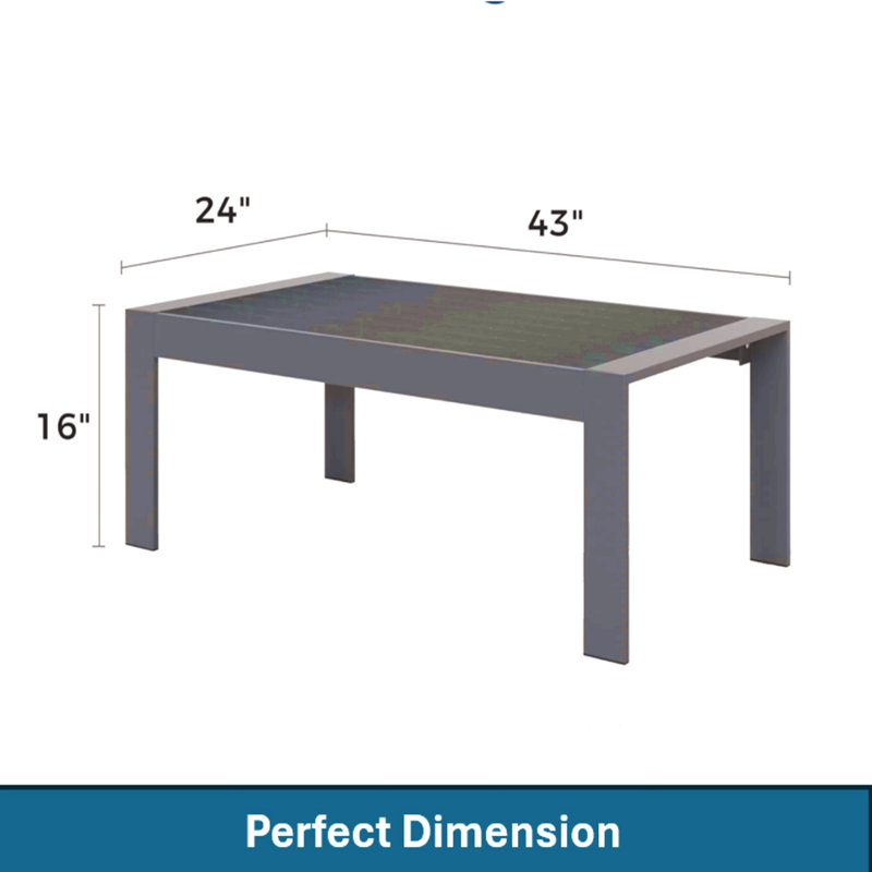 Table basse d'extérieur en aluminium 43 po, Gris