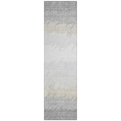 Machine Washable Indoor/Outdoor Fleau ACN736 Silver Rug