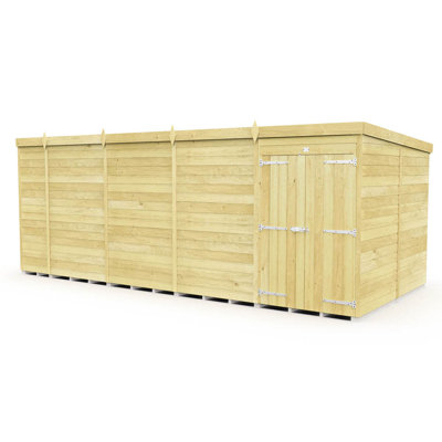 17ft x 8ft Pent Shed - Double Door without Windows