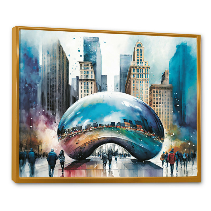 City Architecture I - reproduction sur toile, H 12 po x l 20 po x P 1 po, Toile avec cadre flottant or