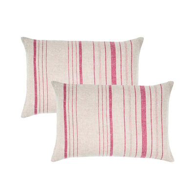 Housses de coussin décoratif à rayures 100% lin