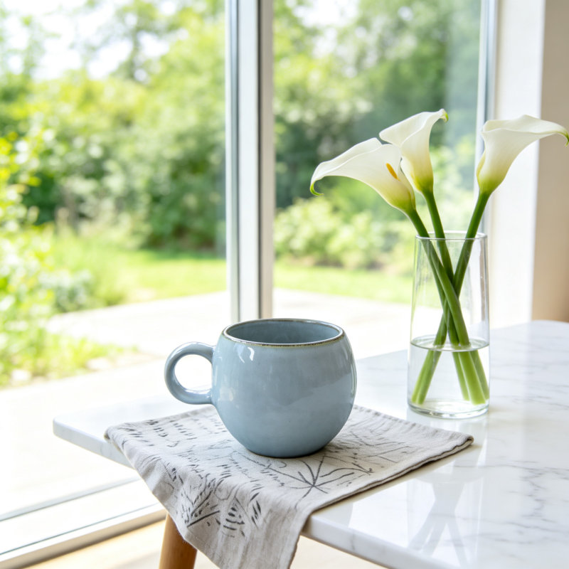 Grande tasse à café en céramique 16 oz, grande tasse à café ronde sans plomb avec poignée, tasse à thé rétro, allant au micro-ondes et au lave-vaisselle (bleu)
